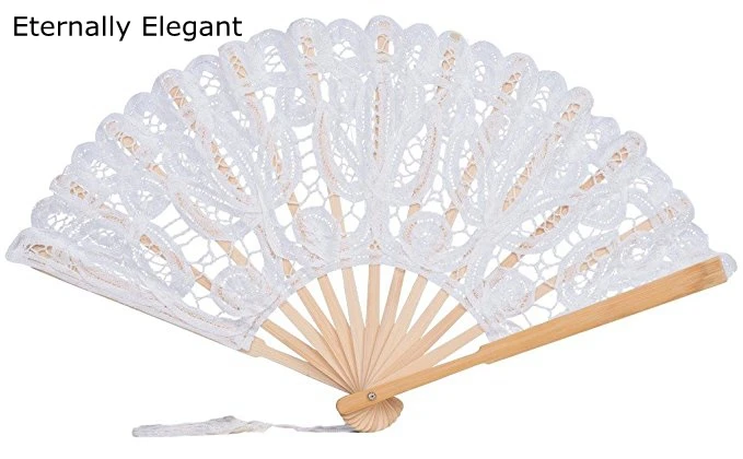 New 27cm Length Ivory Handmade Embroidered Sun Umbrella  Lace Fan Bridal Wedding Birthday Party Decorations Free Shipping