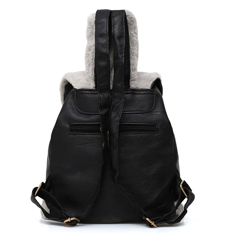 Милый искусственный меховой рюкзак с заячьими ушками зимний мягкий женский мини меховой Пушистый Плюшевый Рюкзак для девочек школьная сумка Mochila#40