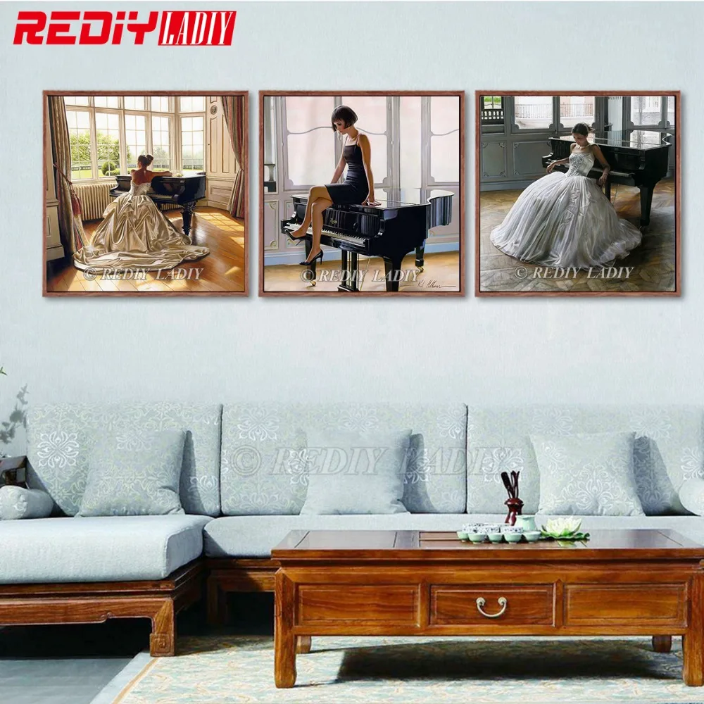 

5D Diamond Painting Embroidery Piano Girl Crystal Pictures of Rhinestones Cross Stitch Kits DIY Diamond Mosaic Wall Decor Crafts