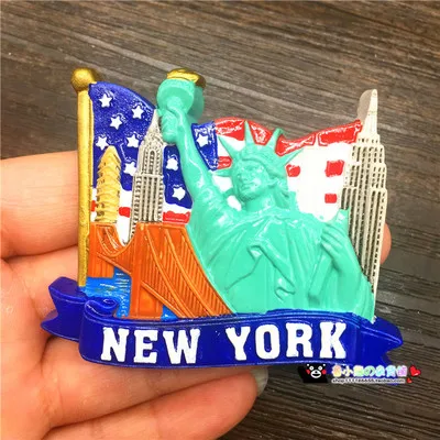 BABELEMI 3D Смола ручной работы Статуя Свободы Нью-Йорк магнит на холодильник наклейки туристические сувениры украшения дома - Цвет: Цвет: желтый