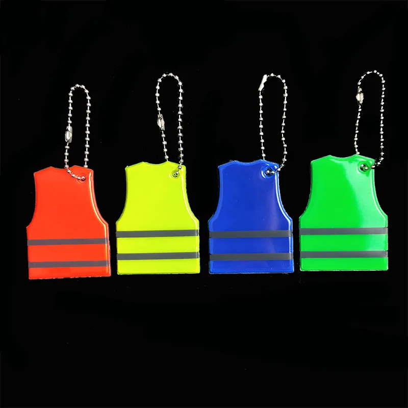 

Yellow Vest model Reflective keychain bag pendant accessories High visibility keyrings for traffic visible safety use