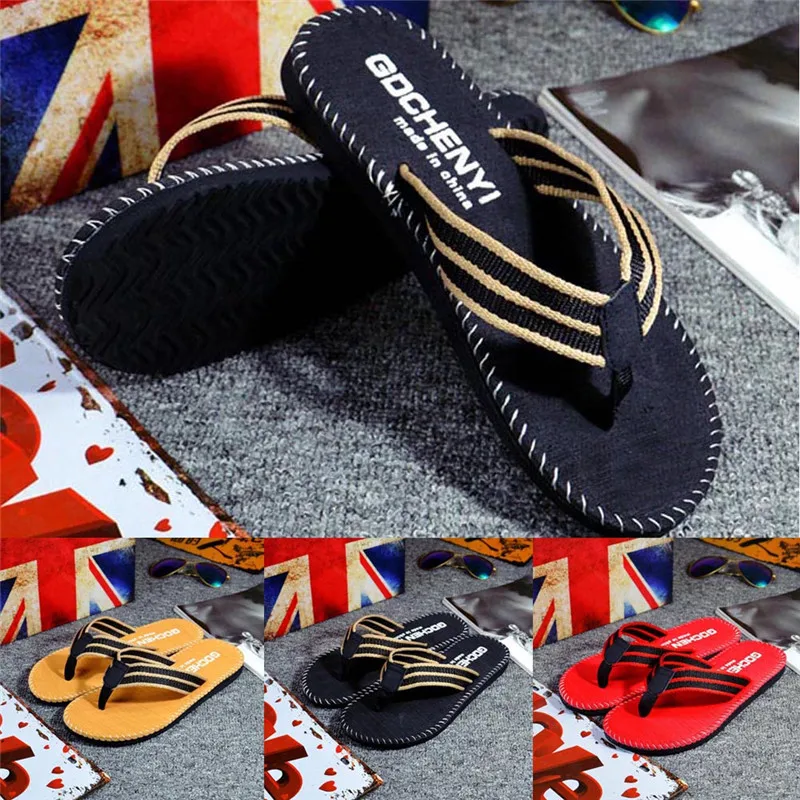 

Men Summer Stripe Flip Flops Shoes Sandals Male Slipper Flip-flops Beach Shoes Mans footwear terlik kapcie 40FE05