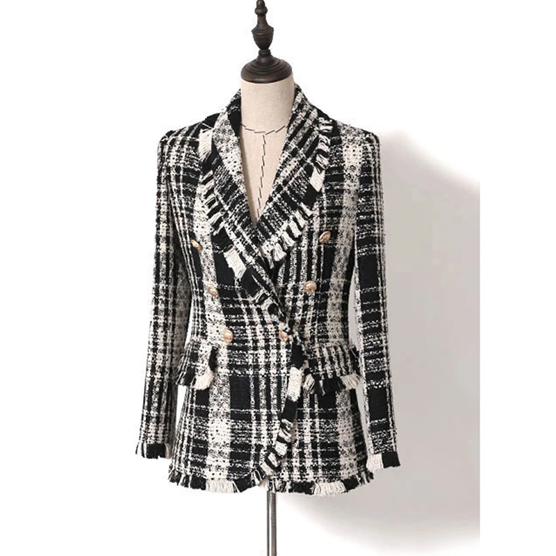 

EXCELLENT Newest 2019 Baroque Designer Career Blazer for Women Ladies Tweed Tassel Coat