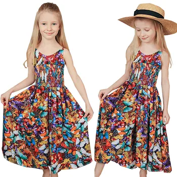 

Teenage girls dresses Chiffon Bohemia costume kids dresses for Girls summer party flower princess dress 7 10 14 years