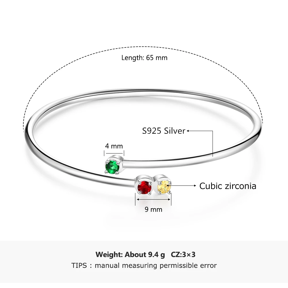 Персонализированные 3 камня 925 пробы серебряные регулируемые браслеты и браслеты для женщин DIY ювелирных изделий подарок(Lam Hub Fong
