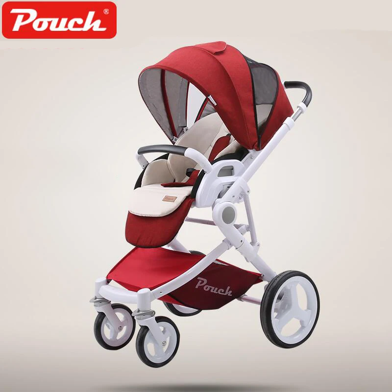 Pouch Hot sell  Stroller with High Landscape Reclining Lying, Two-way Child Cart, Foldable Baby Carriage