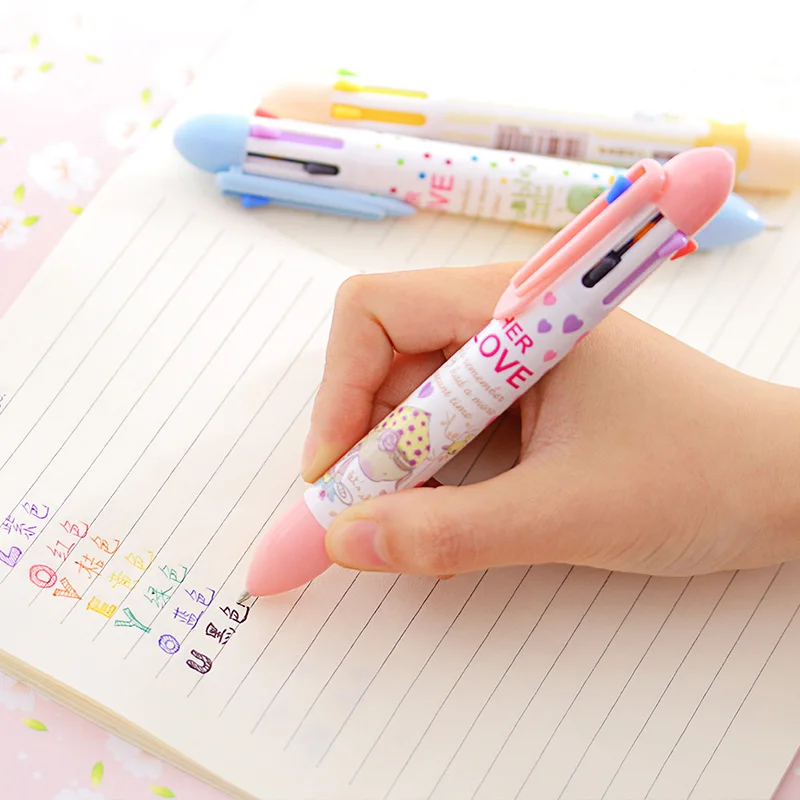 1 шт 7 цветов Радужная шариковая ручка Корея креативные канцелярские принадлежности мультфильм милый прессованный цвет ручка многоцветные заправки 0,5 мм шариковая ручка