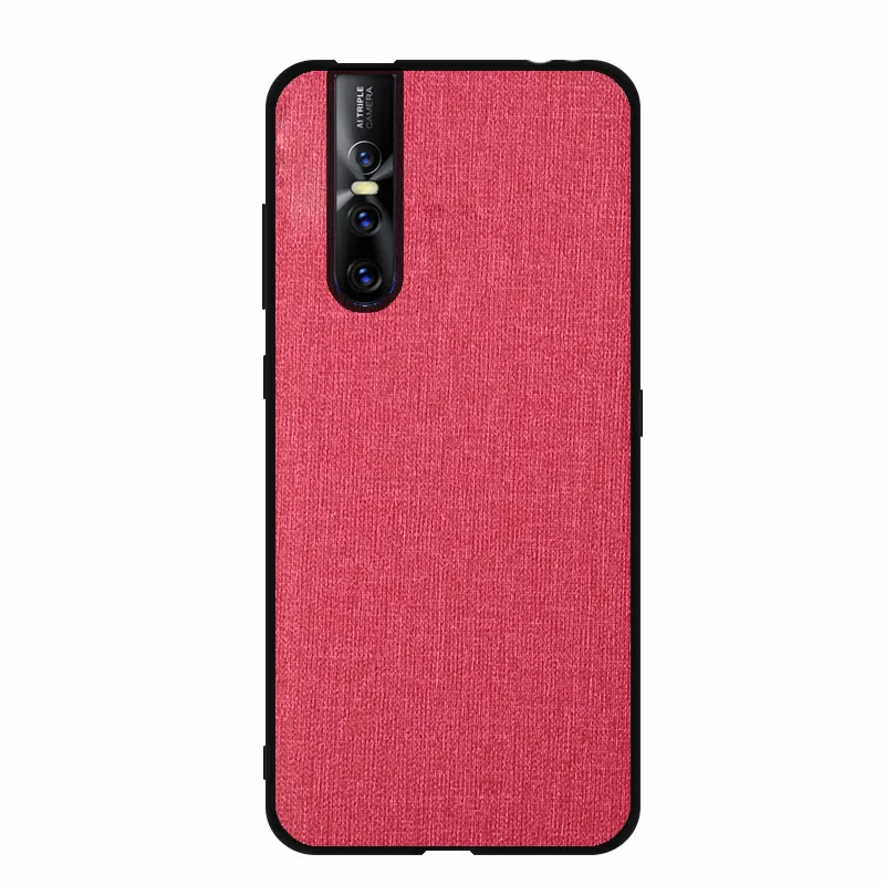 Cherry red Чехол для Vivo S1 V11 V15 X27 Y83 Pro Чехол X20 X21 X23 Y17 Y3 Y15 Y81 V9 IQOO pro 5G Neo Z1 Новинка Роскошная ткань Бизнес крышка - Цвет: Cherry red