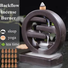 Круглый обратный фарфоровый держатель для благовоний буддийская кадильница с 20 конусами XSD88