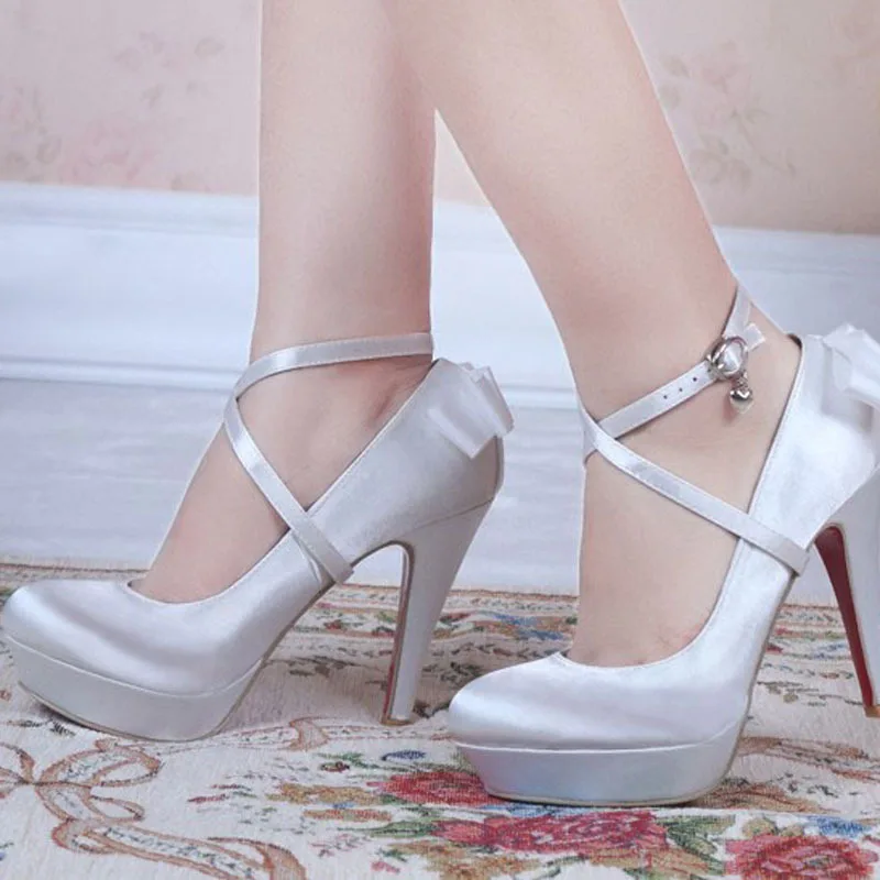 

Spring Bridal Wedding Dress Shoes Super High Heel Platform Lady Fashion Shoes Banquet Party Shoes for woman White Champagne