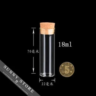 10 шт./лот 22x70 мм 18 мл пустая трубка стеклянные бутылочки с пробкой DIY прозрачные