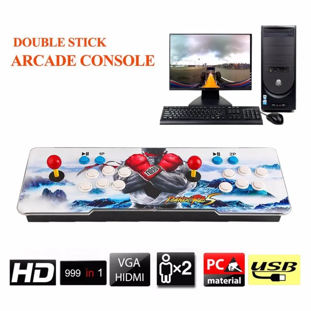 

999 In 1 Home TV Monitor Multiplayer Arcade Game Console Controller Kit Set Double Joystick Console Support HDMI VGA EU UK US AU