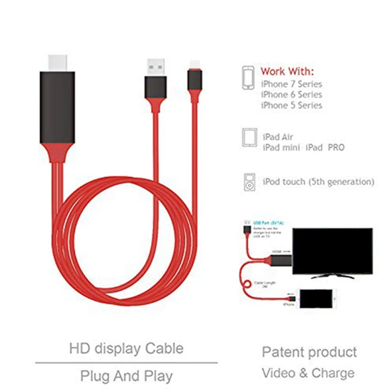 8 контактный HDMI кабель HDTV TV цифровой av адаптер 2 м USB 1080P смарт конвертер для Apple IPhone