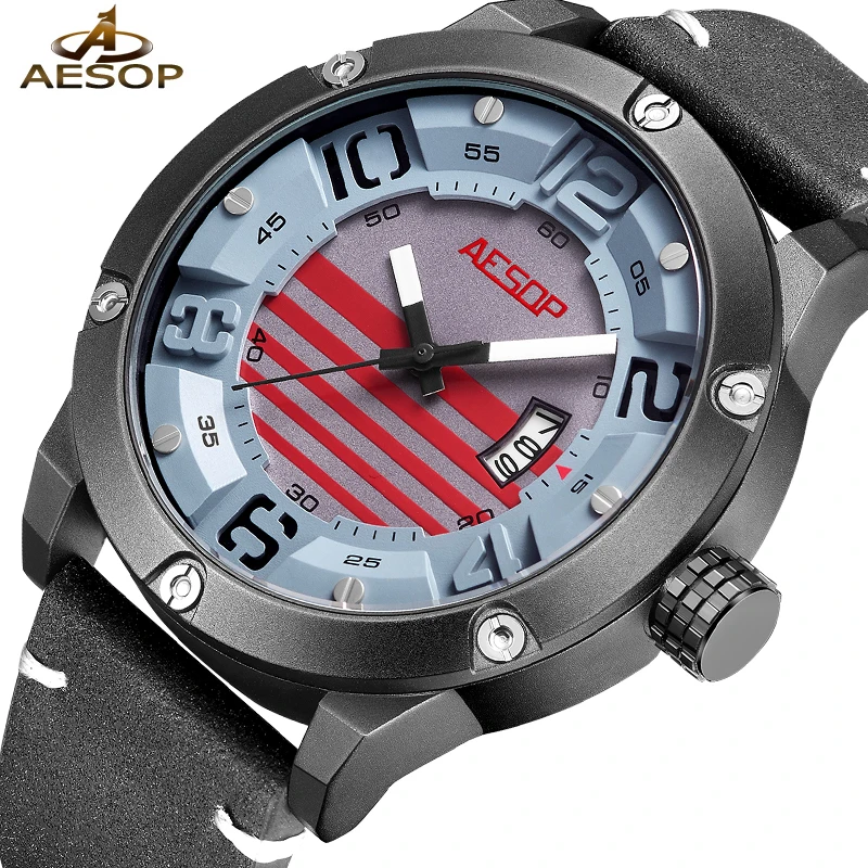 

AESOP Fashion Sport Watch Men Luxury Men's Wristwatch Male Clock Men Waterproof Date Leather Wrist Watches Relogio Masculino 60