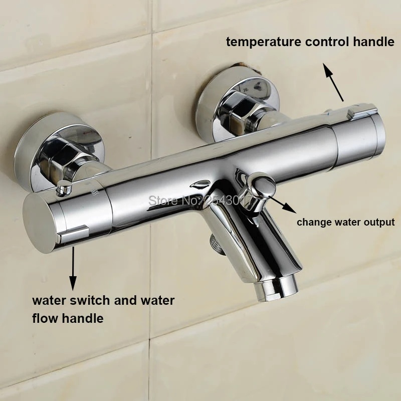 Термостатический смесительный клапан для ванной комнаты, смеситель для душа с контролем температуры, высококачественный хромированный латунный Смеситель для ванной ZR957