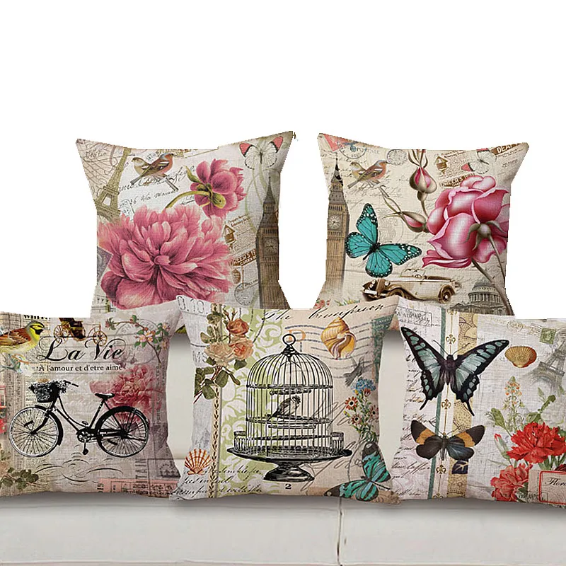Wholesale Vintage Butterfly Pillow Cover Cushion Cover Retro