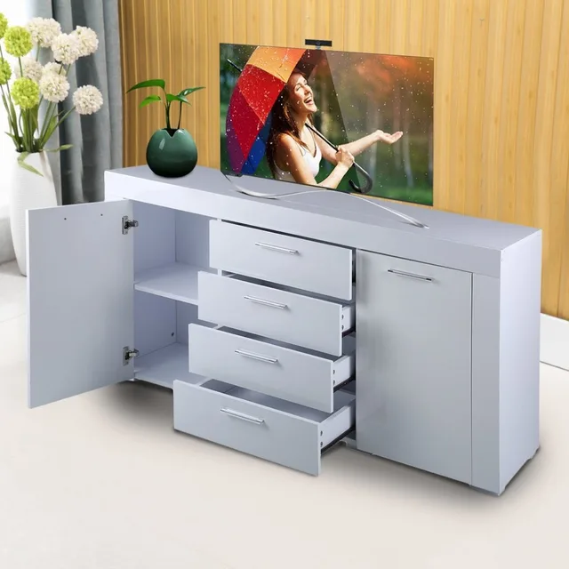 Special Price High Glossy Double Door Four Drawers Dresser Sideboard Cabinet Hallway Living Room Home Decoration Storage Furniture