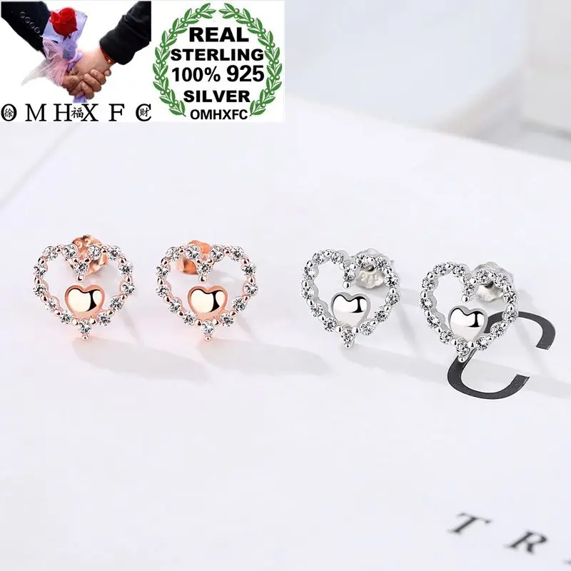 

OMHXFC Wholesale European Fashion Woman Girl Party Wedding Gift White Star Zircon 100% S925 Sterling Silver Stud Earrings EN77