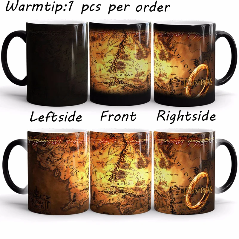 

1Pcs Magic Ring King Color Changing Mugs The Lord of Rings Fans Gifts Middle Earth Ceramic Milk Cups Special Creative