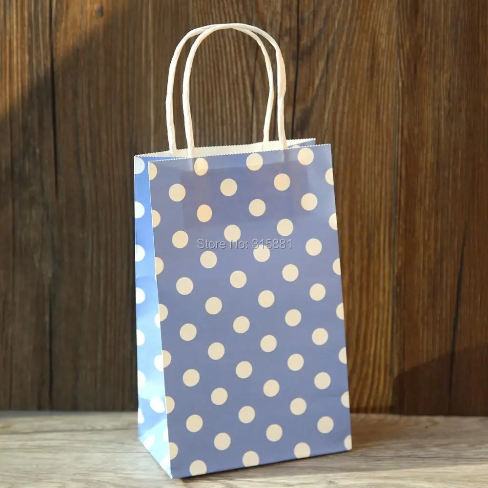 Крафт-Бумажные пакеты с ручками, сумки для шопинга в горошек, свадьбы, подарочные сумки, вечерние подарочные сумки 10 шт./партия