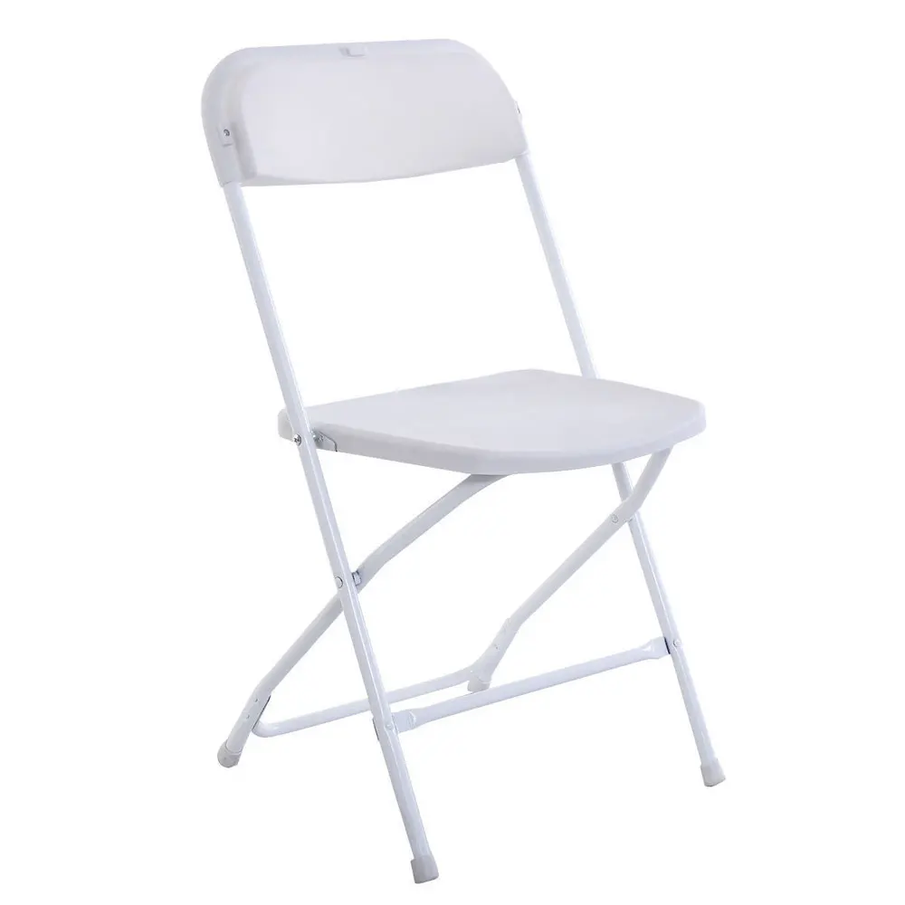 Lovinland 5Pcs Plastic Folding Chair Camping Beach Stackable White Chairs for Wedding Party Event