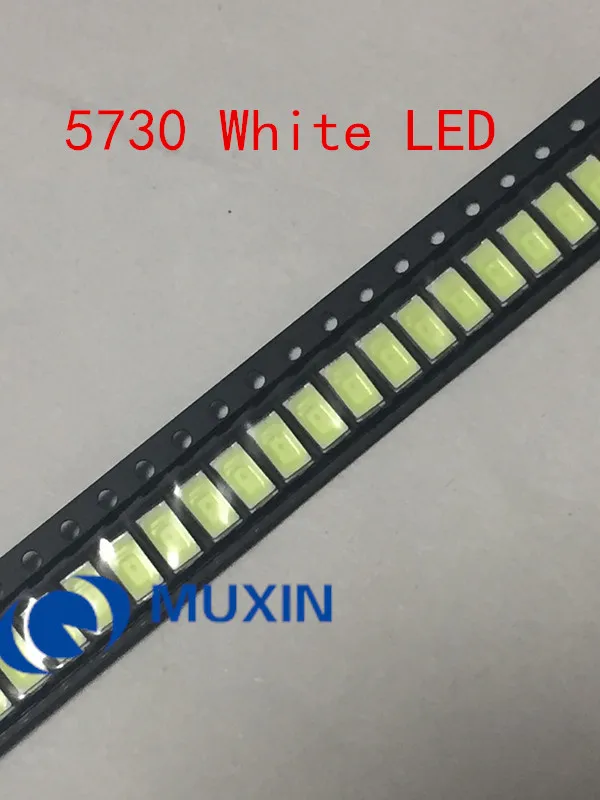 50 шт./лот 5730 светодиодный-white0.5W 50-55lm 6500K белый светильник SMD 5730 5630 светодиодный чип лампы(3,2 v-3,4 v