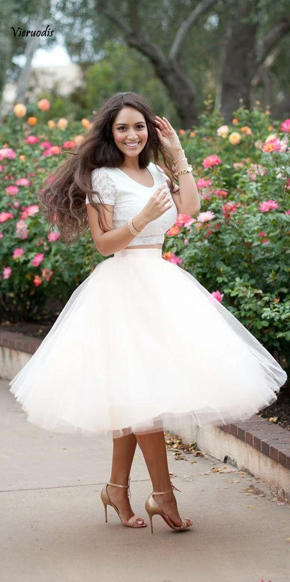 5-1               2015 Spring White Tulle Tutu Skirts Adult Women Vintage Summer Adult Women Princess Lady White Knee-Length Skirts
