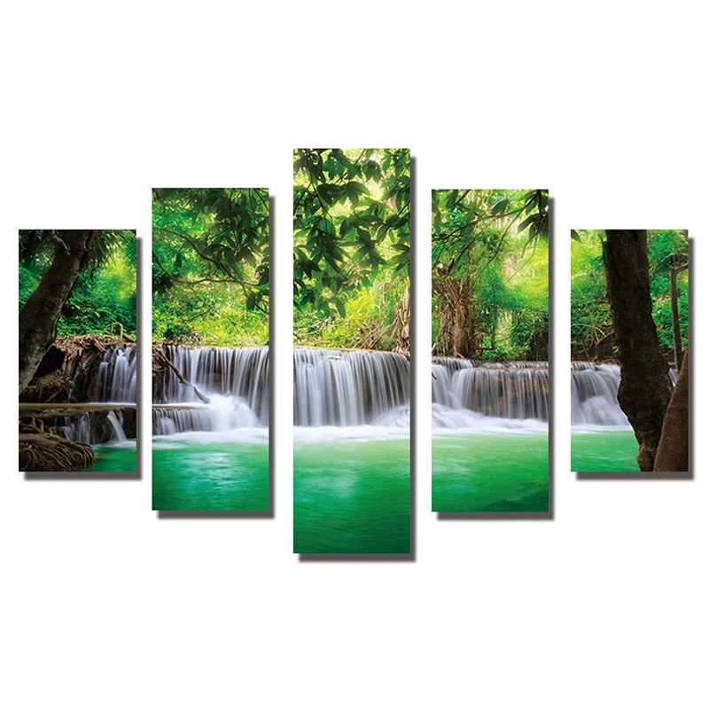 25x40cm x2 25x60cm x2 25x80cm x1 5pc-Painting-Picture-Print-On-Canvas-Waterfall-Modern