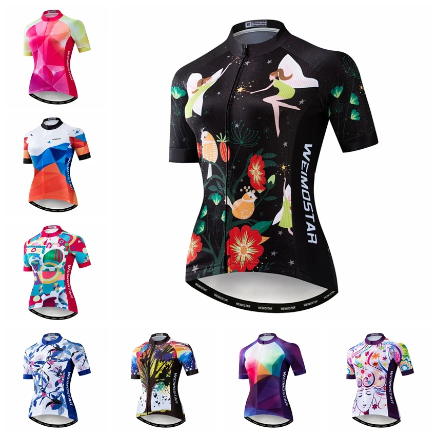 

2019 Weimostar Cycling Jersey women Bike Jerseys female road MTB bicycle shirt Short Sleeve maillot Girls Racing tops breathable