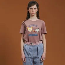 Серия Pasture, свободная футболка унисекс, летняя хлопковая футболка, модная повседневная футболка с короткими рукавами в стиле BF, топы, цвет MilkTea/бледно-лиловый