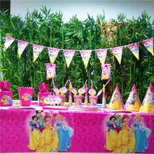 Дисней Принцесса День рождения украшения принадлежности дети посуда для девочек скатерть Cakecup попкорн коробка баннер вечерние сувениры