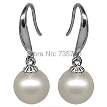 Xiuli 00267 Природный очаровательная белый 9-10 мм АААА ВЫСШИЙ рейтинг жемчужные серьги 925 s ювелирных изделий
