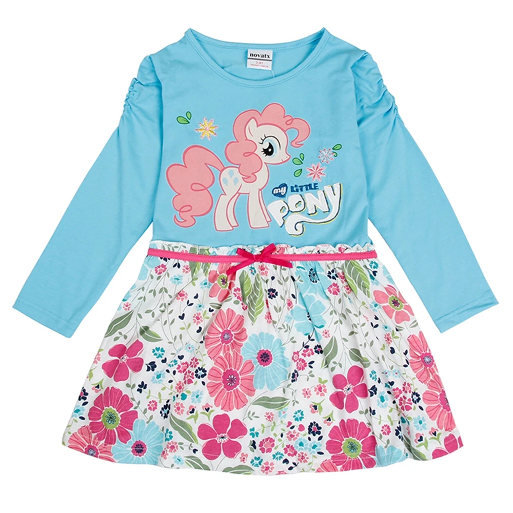 Girls Long Sleeve Dress Little pony Dress Spring Autumn Cotton Embroidered Girl Flowers for Kids Wearing Girls Dresses H6480D