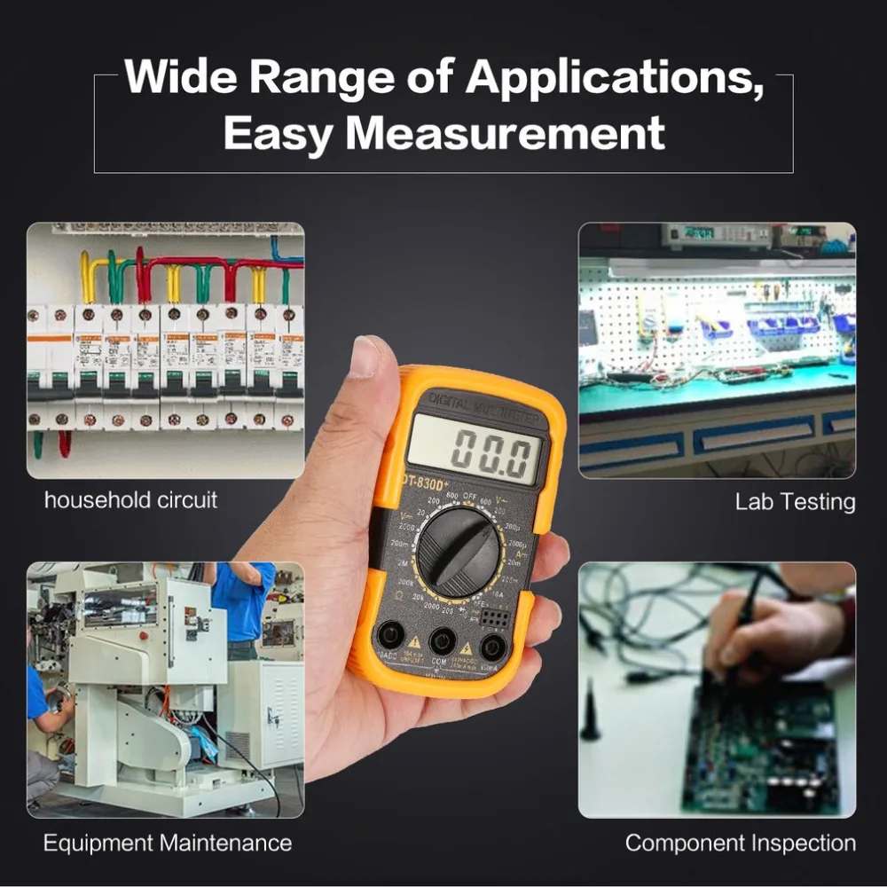 DT830D+ мини карманный цифровой мультиметр 1999 отсчетов AC/DC Вольт Ампер Ом диод hFE тестер непрерывности Амперметр Вольтметр