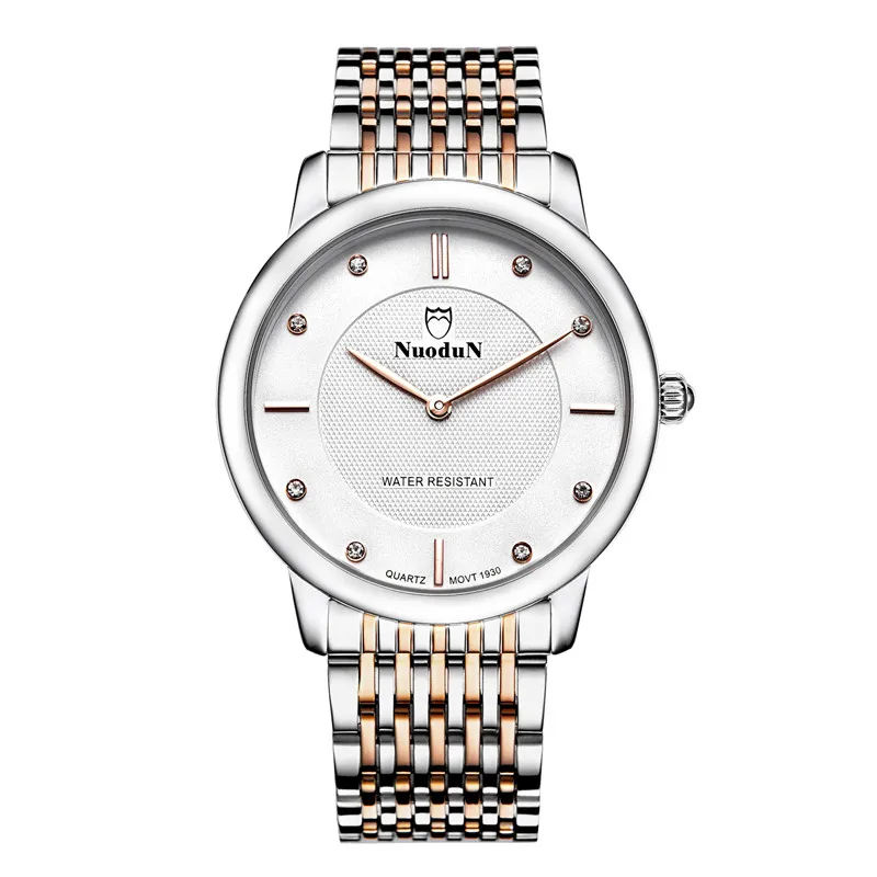 Nuodun Simple Fashion Quartz Watch Men Stainless Steel Watches Waterproof Luxury Brand Casual Wristwatches Relogio Masculino