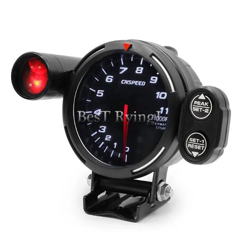 

YY Universal 3.5" Speed Tachometer Gauge Kit Blue LED 11000 RPM with Adjustable Shift Light+Stepping Motor Black