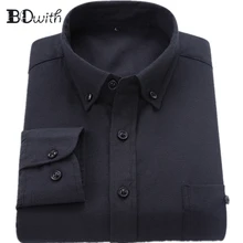 Оксфордские черные однотонные рубашки для мужчин рубашка с длинными рукавами мужской социальной платье в деловом стиле работы мужчи