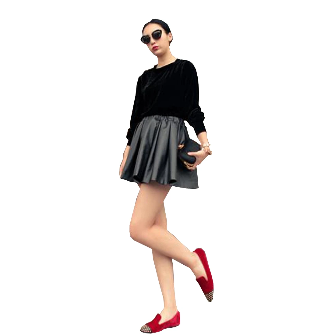 European Style Women Mini Skirts Autumn Winter Fashion PU Leather Skirt
