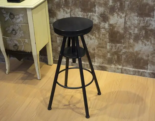 Bar stool. Black solid wood. Seat height adjustable. American style old bar chair..010 Bar stool. Black solid wood. Seat height adjustable. American style old bar chair..010