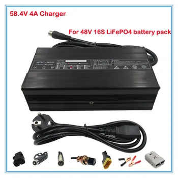 

240W 48V 4A LiFePO4 Battery Charger 16S 58.4V 4A Charger Used for 48V 10Ah 20Ah 30Ah 40Ah 50AH LFP LiFePO battery pack