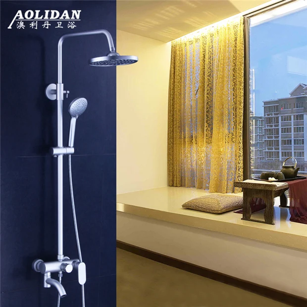 

aluminum space suit bathroom shower cold and hot water valve set with the nozzle