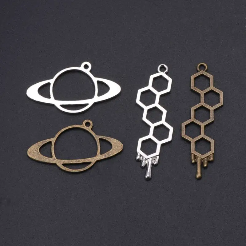 

5Pcs Honeybee Planet UV Frame Pendant Open Bezel Setting UV Resin Jewelry DIY