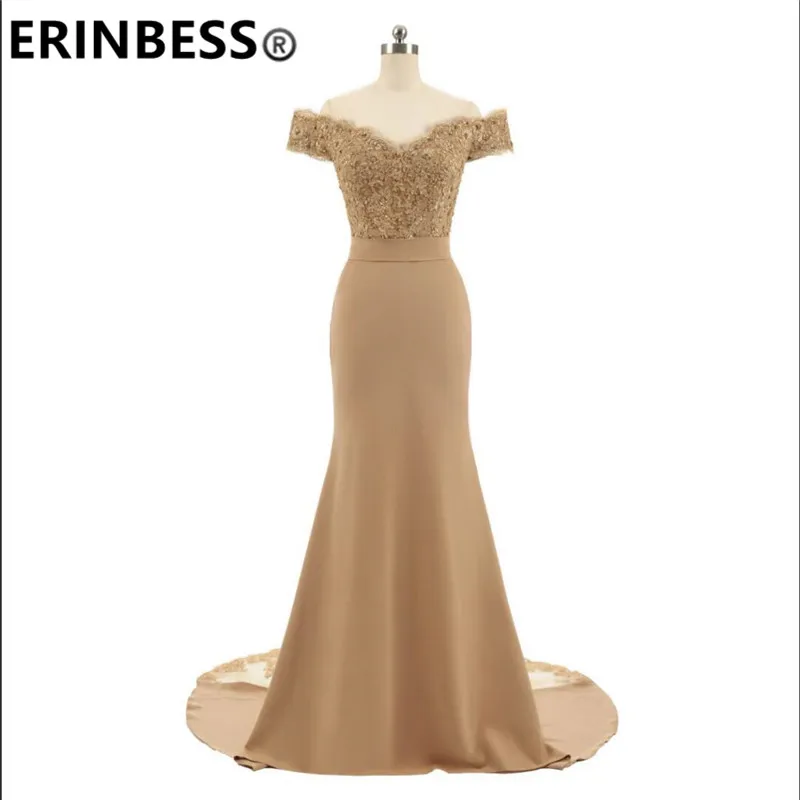 ERINBESS Robe De Soiree Mermaid Navy Blue Long Prom Dresses Party Elegant Vestido De Festa Long Evening Gown 2019