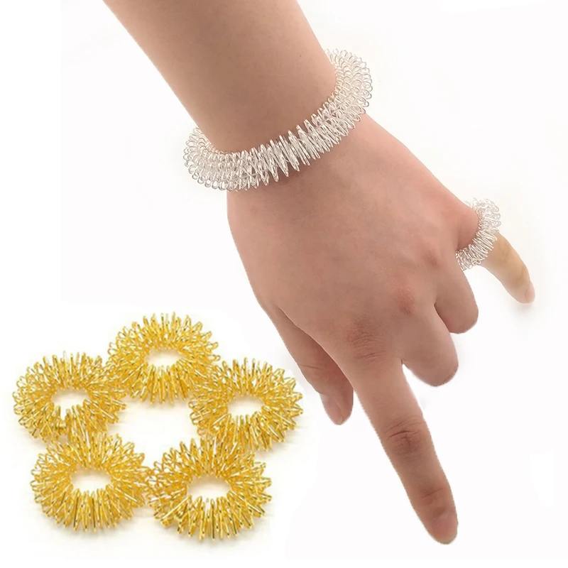 

Anti stress Spiky Sensory Tactile Bracelet Finger Trainer Ring Fidget Training Finger Sensory Toy for Autism ADHD Stress Relief
