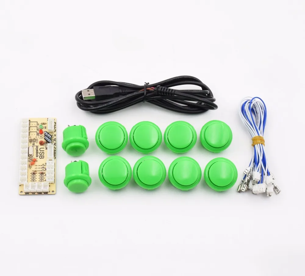 

DIY Zero Delay Arcade USB Encoder PC to Joystick Fighting Games Replacement Parts Encoder Board +Wire Cables+ 10 push button