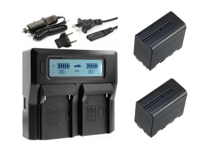 

2X NP-F960 NP-F970 Battery/ F970 F960 Battery Pack + LCD Dual USB Charger for Sony NP-F550 NP-F770 NP-F750 F960 F970