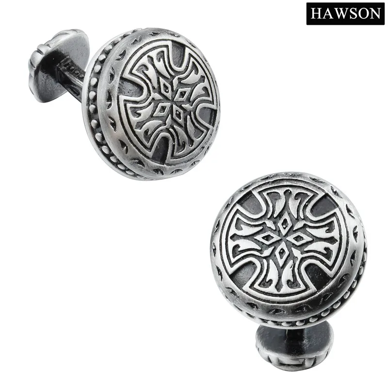 

Vintage Round Cufflinks Antique Cuff links Cross Shirts Floral Pattern Cuff For Mens