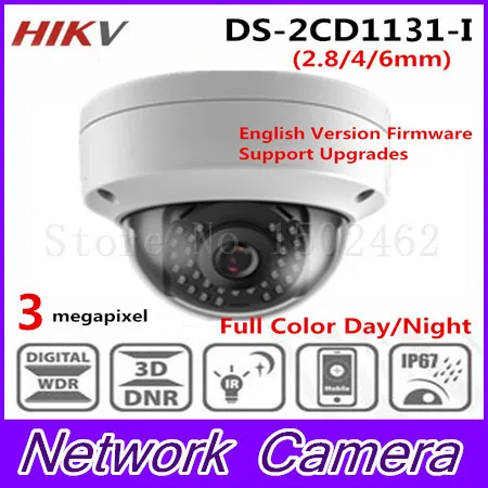 

Hikvision Original English CCTV Camera DS-2CD1131-I replace DS-2CD2135F-IS 3MP Mini Dome IP Camera POE IP67 Firmware Upgradeable