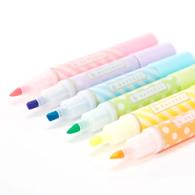 6 шт. мини флуоресцентные цветные маркеры Kawaii волнистые точечные ручки для рисования милые канцелярские принадлежности для офиса и школы FB447