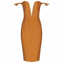 Новое сексуальное платье горчичное с открытыми плечами глубокий погружение Бандажное платье прямые поставки платье+ костюм